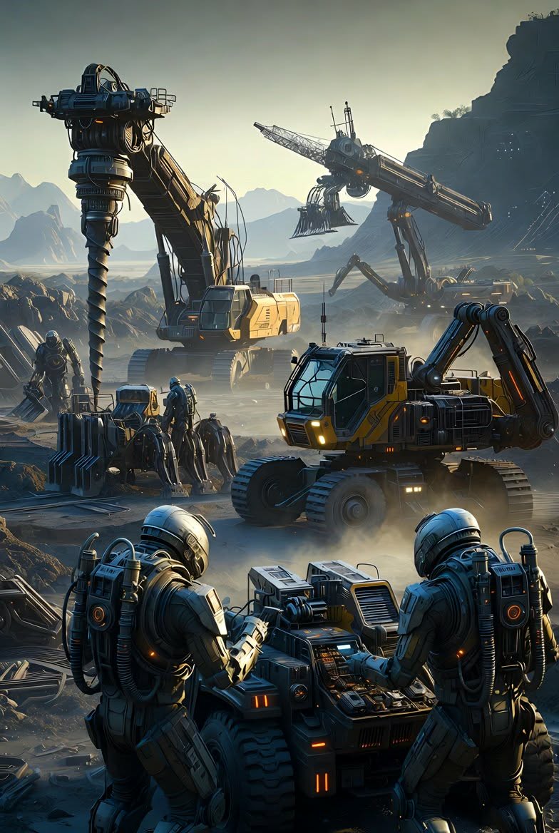 Off-world autonomous mining operation